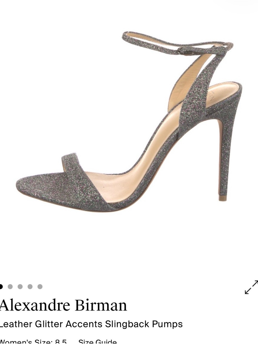 Alexandre Birman Gunmetal Glitter Ankle-Strap Stiletto Sandals